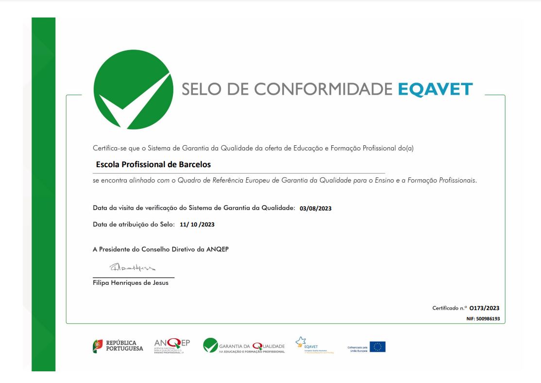 Certificado EQAVET